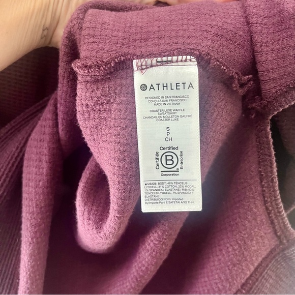 Athleta Coaster Luxe Waffle Sweatshirt in Cabernet - Women's Size SMALL - Picture 9 of 13